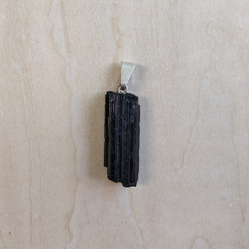 Vintage Raw Black Tourmaline Pendant